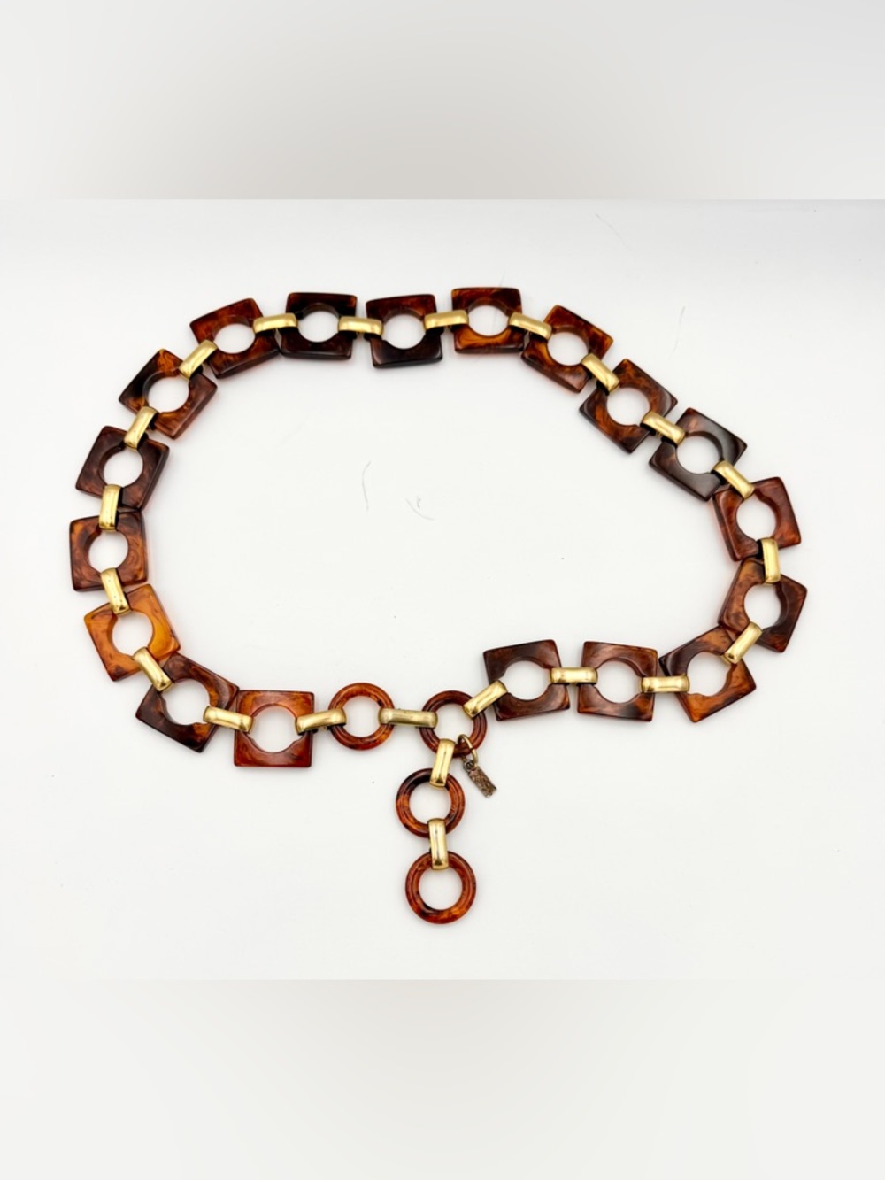 Yves Saint Laurent Chain Belt 31"-34" Vintage Tortoiseshell Gold Boho Luxe Waist